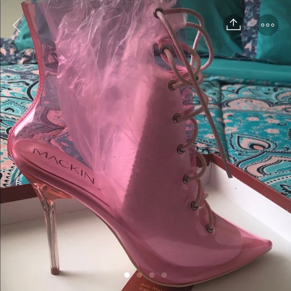 Pink Clear Bootie Heels Sz 7